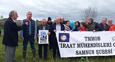 Bafralı Çiftçiler, Samsun Büyükşehir Belediyesi'nin hal projesine tepki gösterdi: "Bu bölge, sit alanında olup, dere yatağı niteliğindedir. İmara açılması kesinlikle doğru değildir"