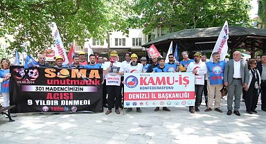 Birleşik Kamu-İş Sendikası Denizli Şubesi Soma maden faciasında hayatını kaybeden 301 madenciyi andı