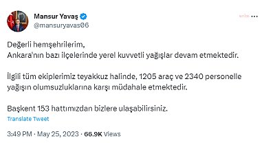 Mansur Yavaş ve Meteoroloji'den Ankara'da sağanak yağış uyarısı