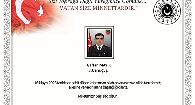 MSB, Uzman Çavuş Gaffar Mayik’in şehit olduğunu duyurdu