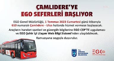Çamlıdere'ye EGO otobüs seferleri başlıyor
