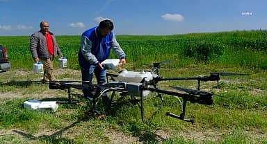 Eskişehir Büyükşehir Belediyesi'nden zirai insansız hava aracı ile sıvı gübreleme çalışması 