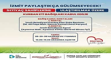 İzmit Belediyesi, ihtiyaç sahiplerine ulaştırmak üzere et bağışlarını kabul edecek