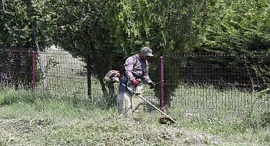 Kuşadası'nda yeşil alanlarda bakım çalışması