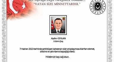 Milli Savunma Bakanlığı, uzman çavuş Aydın Ceylan’ın şehit olduğunu duyurdu