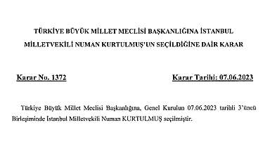 Numan Kurtulmuş’un TBMM Başkanı seçilmesine ilişkin TBMM Kararı Resmi Gazete’de yayınlandı
