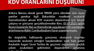 Ankara Barosu’ndan KDV oranlarının artırılmasına tepki