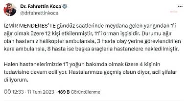 İzmir Menderes'teki orman yangını 10 saat sonra gece yarısı kontrol altına alınarak söndürüldü