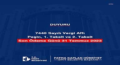 İzmit Belediyesinde vergi affı ödemeleri için son gün bugün