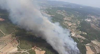 Kınık'ta orman yangını devam ediyor… havadan ve karadan ekip takviyeleri yapıldı