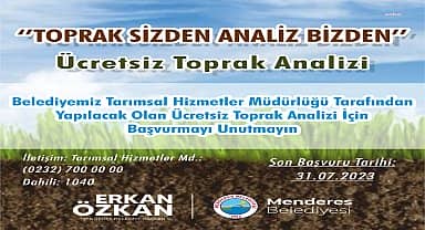 Menderes Belediyesi'nden ücretsiz toprak analizi