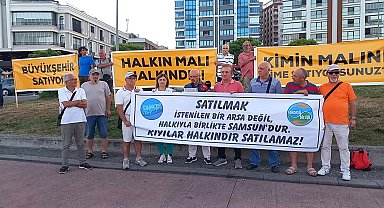 Samçep, marinanın önündeki itfaiye binası ve düğün salonunun satışa çıkarılmasını protesto etti: "Satılan bir arsa değil, halkıyla birlikte Samsun'dur"