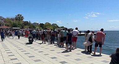 Sinop'ta vatandaşlar soğuk şokuyla bayılan balıkları avlamak için sahile akın etti