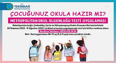 Tekirdağ Büyükşehir Belediyesi'nden okula başlayacak çocuklar için önemli uygulama