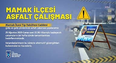 Ankara Büyükşehir Belediyesi'nden Mamak Tıp Fakültesi Caddesi'nde asfalt çalışması 
