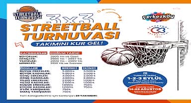 Çerkezköy Belediyesi'nin Streetball Turnuvası'na başvurular devam ediyor