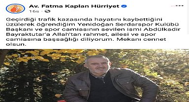 İzmit Belediye Başkanı Hürriyet: Serdarspor Kulübü Başkanı Bayraktutar'a Allah'tan rahmet, ailesi ve spor camiasına başsağlığı diliyorum