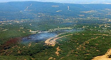 Ödemiş'te yanan araçtan sıçrayan alevler orman yangını çıkarttı