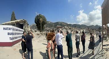 Alman Heyet, Mezitli Belediyesi öncülüğünde deprem bölgesi Hatay'da incelemelerde bulundu