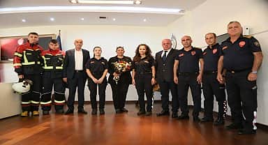 Aydın Büyükşehir Belediyesi itfaiyecilerinden Başkan Çerçioğlu'na ziyaret
