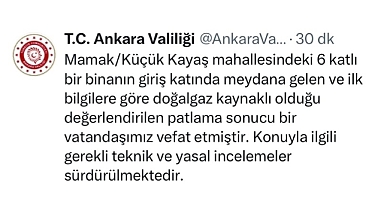 Bahçelievlerden sonra Mamak'ta da bir binada patlama meydana geldi