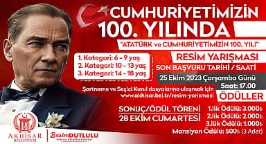 Akhisar Belediyesi, Cumhuriyet'in 100. yılına özel ödüllü resim yarışması düzenliyor