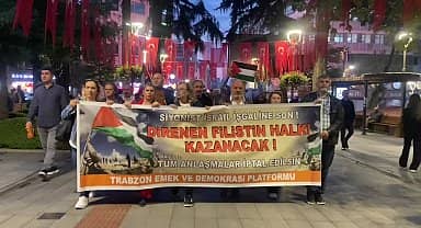 Eğitim-Sen Trabzon Şubesi, İsrail'i protesto etti: "Yapılanın etnik temizlikten başka bir şey olmadığını biliyoruz"