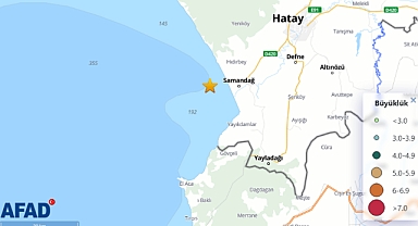 Hatay'ın Samandağ ilçesi açıklarında deprem oldu