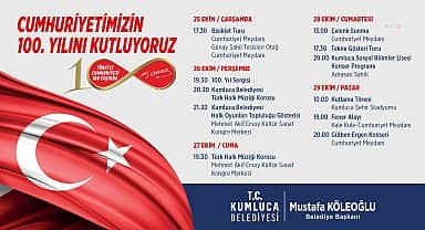 Kumluca'da Cumhuriyet'in 100. Yılı coşkuyla kutlanacak