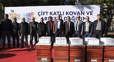 Adana Büyükşehir'den 573 arı yetiştiricisine çift katlı kovan ve arı keki