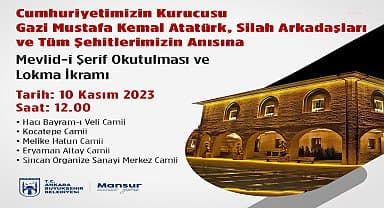 Ankara Büyükşehir Belediyesi, Atatürk ve Şehitler için mevlit okutacak