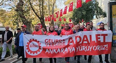 DİSK’in Ankara Yürüyüşü üçüncü gününde Kocaeli’den başladı