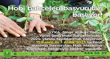 Lüleburgaz Belediyesi hobi bahçeleri için başvurular başlıyor