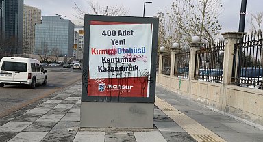 Ankara Büyükşehir Belediyesi'nin bilgilendirme panolarına boyalı saldırı