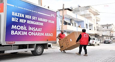 Mersin Büyükşehir'in yangın mağduru ailelere eşya desteği sürüyor