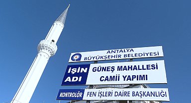 Antalya Büyükşehir Belediyesi'nin Güneş Mahallesi Cami İnşaatında sona gelindi