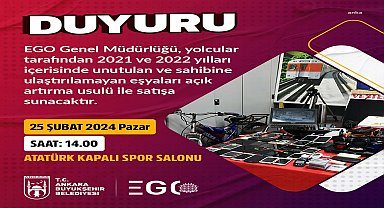 EGO, toplu taşıma araçlarında unutulan eşyaları satışa çıkarıyor