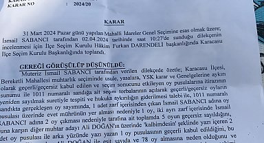 Aydın Karacasu'da İsmail Sabancı, rakibinin oy zarfından çıkan "kalbimdesin" yazısı sayesinde muhtarlık yarışını kazandı