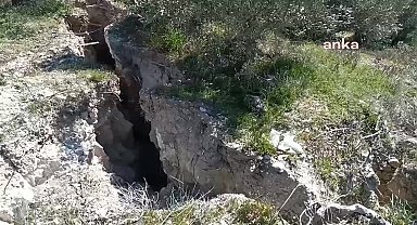 Aydın Karacasu'da tarım arazisinde çökme meydana geldi