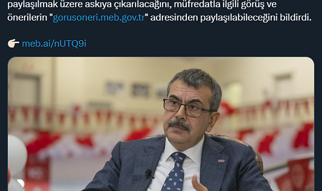MİLLİ EĞİTİM BAKANI TEKİN: YENİ MÜFREDAT TASLAĞI YARIN AÇIKLANACAK
