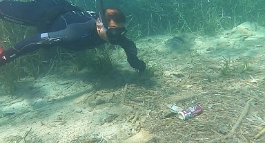 Bodrum Yalıkavak'ta deniz dibi temizliği