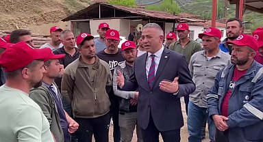 CHP Çorum Milletvekili Tahtasız, Alpagut'ta eylem yapan işçilere destek verdi: "emekten alın terinden yanayız"