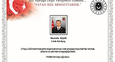 MSB: Kıdemli Başçavuş Mustafa Yaşar şehit oldu