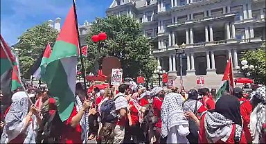 Beyaz Saray önünde binlerce kişi ABD'nin İsrail'e desteğini protesto etti