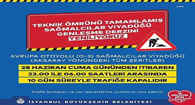 İstanbul'da Sağmalcılar Viyadüğü'nde derz bakımı yapılıyor