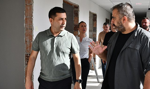 Kuşadası Belediye Başkanı Günel, yapımı süren Çocuk Bakım Evi ve Kadın Dayanışma Merkezi'ni inceledi