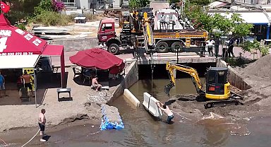 Marmaris Belediyesi'nden dere ağzına beton bariyer