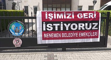 Menemen Belediyesi'nde işten çıkarılan işçiler meclise alınmadı, basına, başkanın özel korumaları müdahale etti