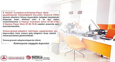 YKS adayları için nüfus müdürlükleri hafta sonu açık olacak