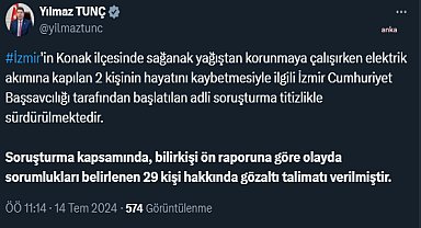 İzmir'de sağanak sonrası elektrik akımına kapılan 2 kişinin ölmesi... Adalet Bakanı Tunç: